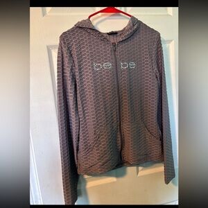 bebe Rhinestone Logo Zip Hoodie - Mauve